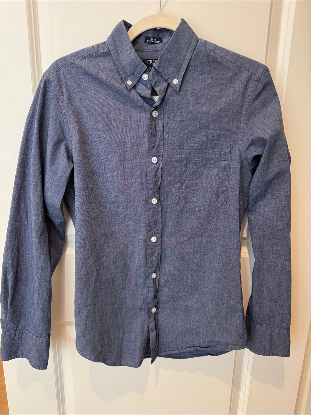 J. Crew Flex Washed Slim Untucked Blue Button-Down Chambray Shirt - Picture 1 of 2